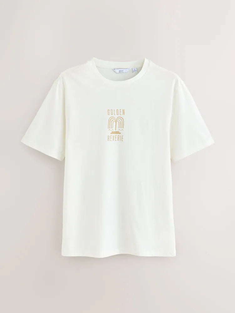 White Regular Fit vintage Print T-Shirts