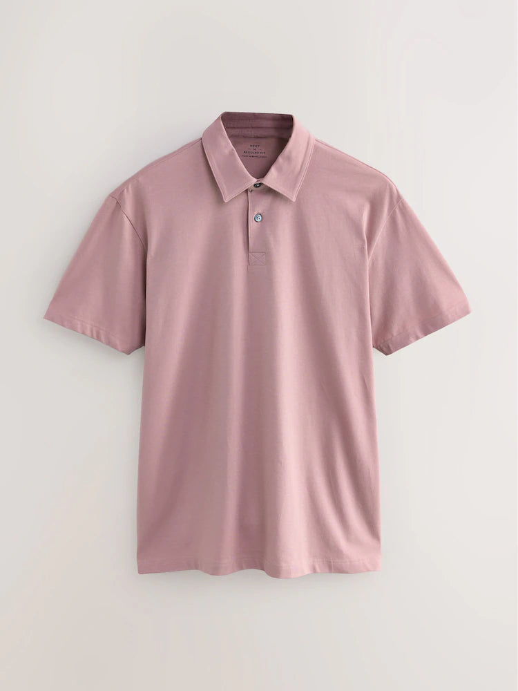 Dusky Stamp Pattern Vintage Fit Short Sleeve Jersey Polo Shirt
