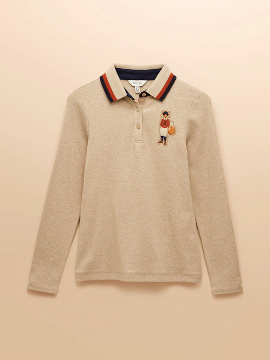 Joules Fairfield Neutral / Jonty Ribbed Long Sleeve Polo Shirt