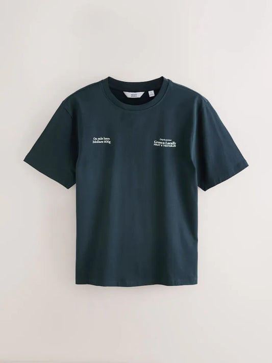 Blue Stone Relaxed Fit vintage Print Heavyweight T-Shirt