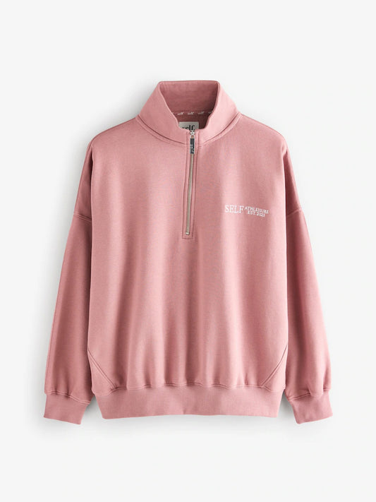 self. Pink Half Zip Sweatshirt