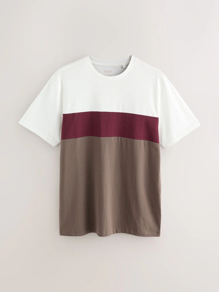Neutral Regular Fit Vintage Colour Blocking T-Shirt