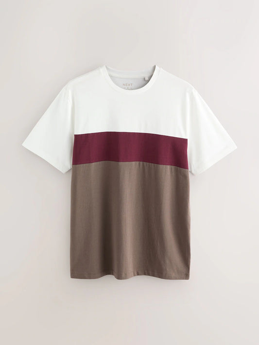 Neutral Regular Fit Vintage Colour Blocking T-Shirt