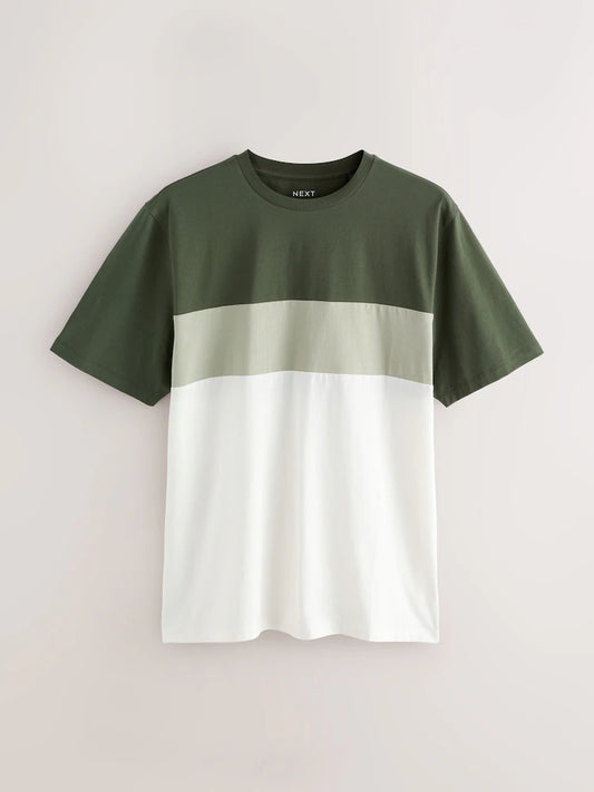 Green Regular Fit Vintage Colour Blocking T-Shirt