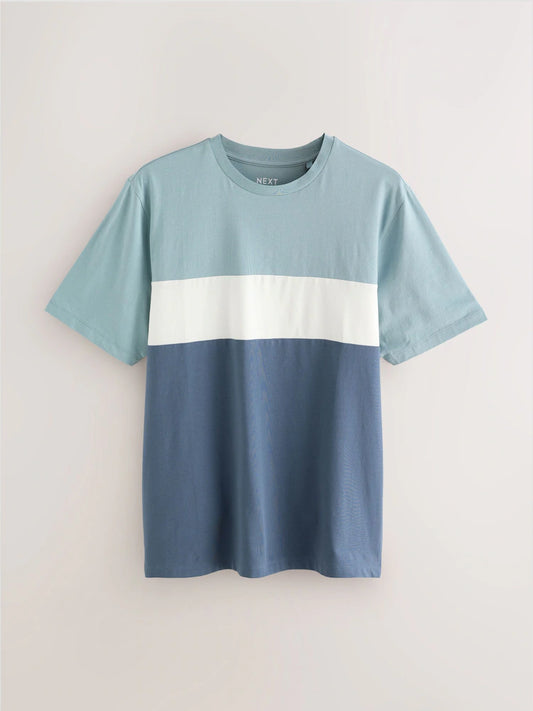 Blue Regular Fit Vintage Colour Blocking T-Shirt