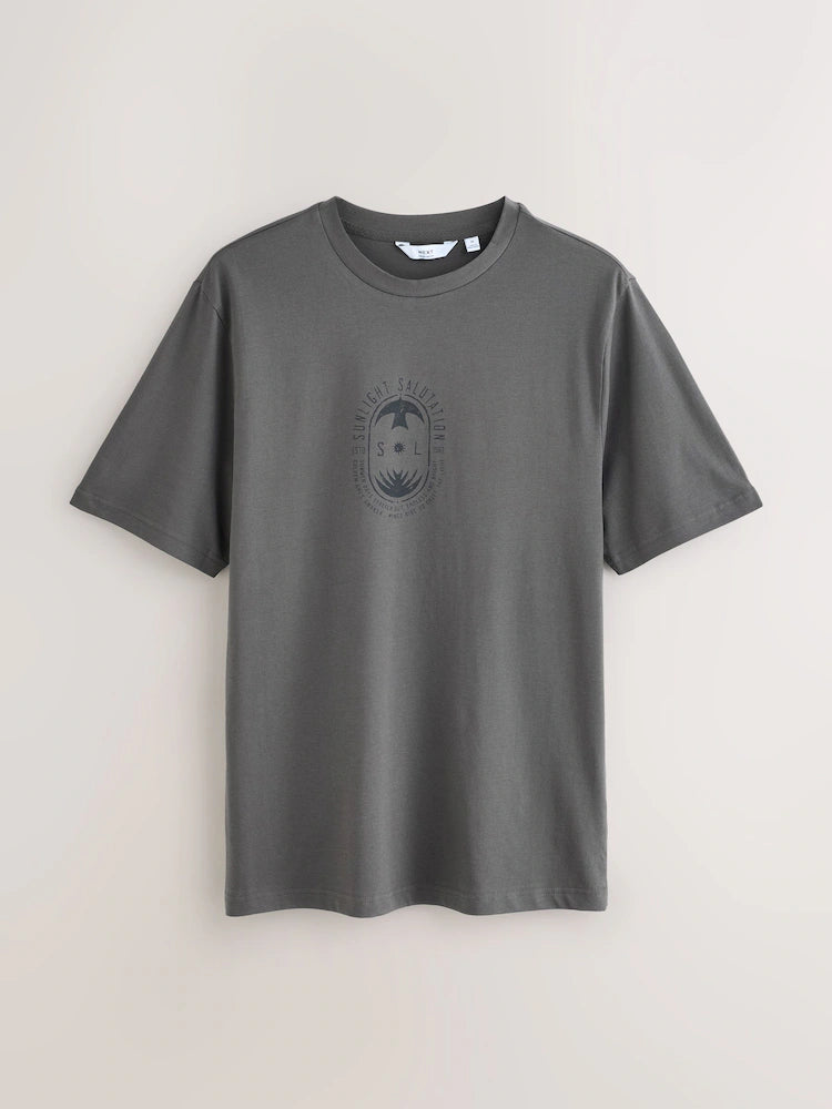 Grey Regular Fit vintage Print T-Shirt