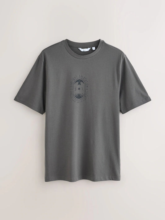 Grey Regular Fit vintage Print T-Shirt