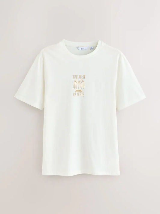White Regular Fit vintage Print T-Shirts