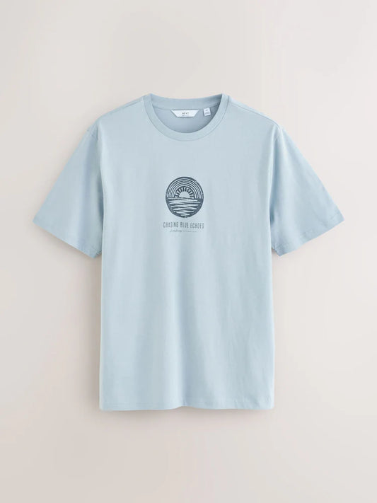Blue Regular Fit vintage Print T-Shirt