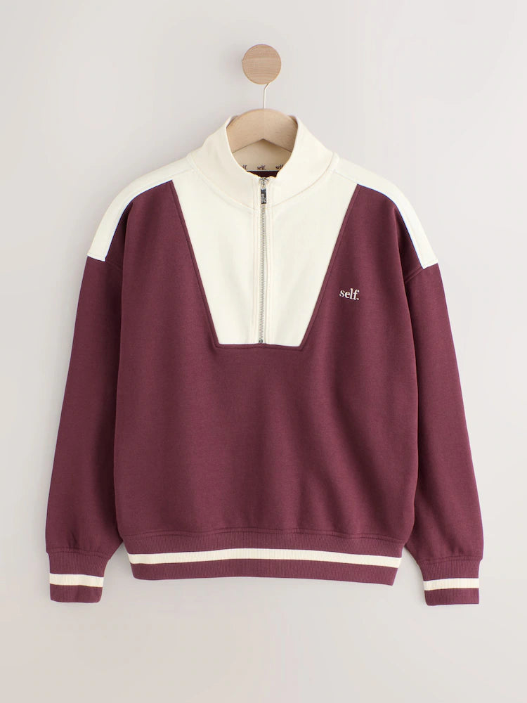 Burgundy Red Half Zip Sweatshirt