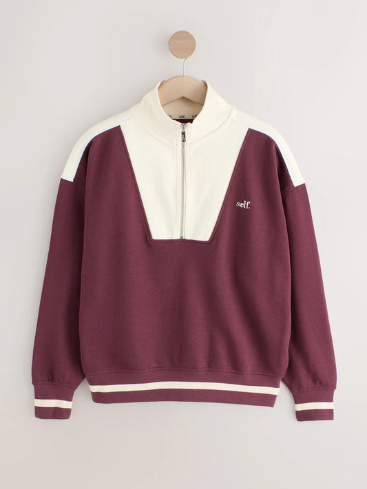 Burgundy Red Half Zip Sweatshirt