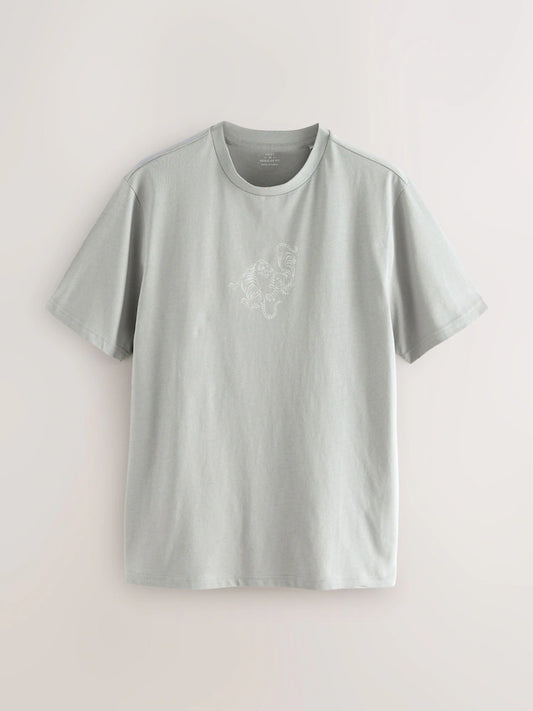 Blue Regular Vintage Fit Graphic Print T-Shirt